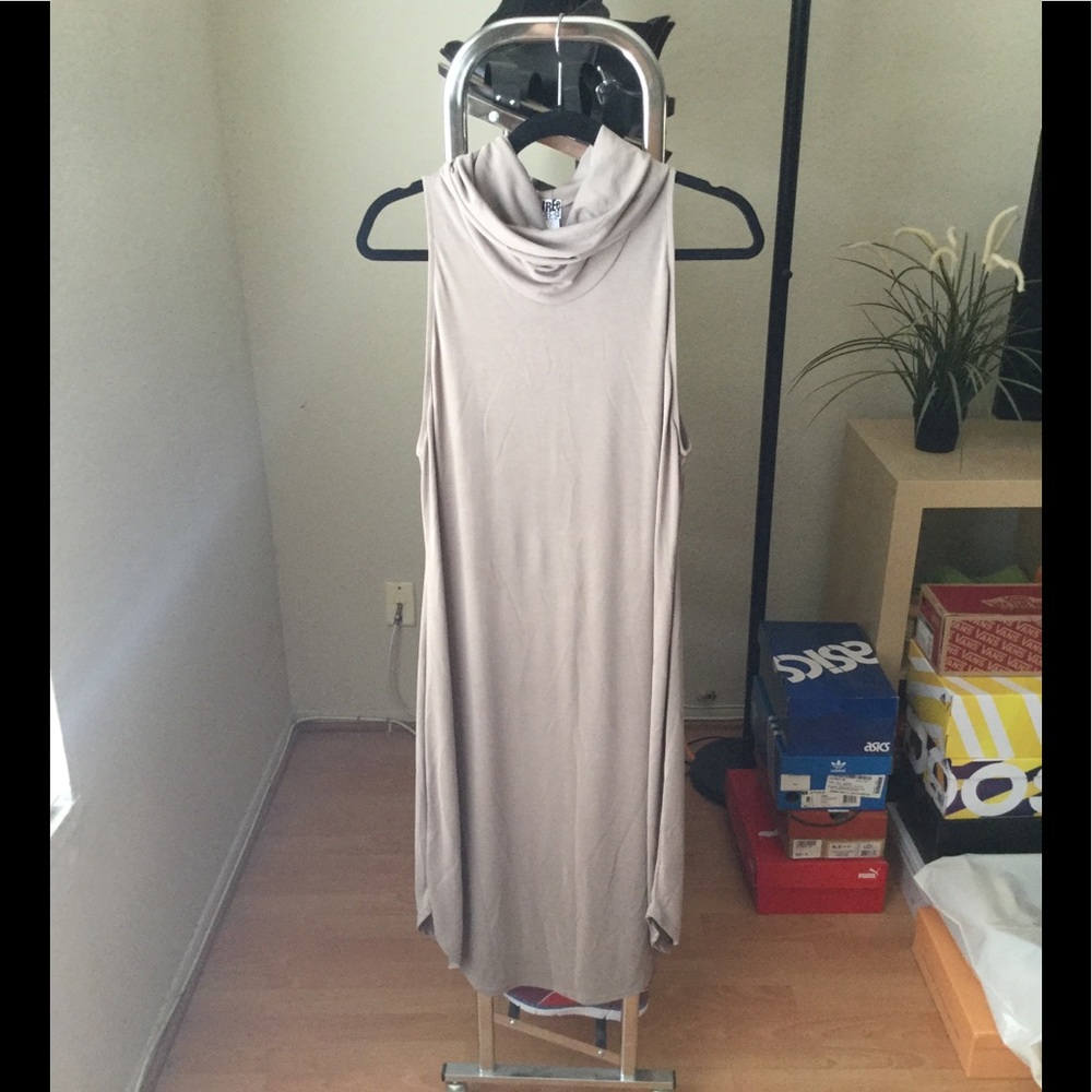 Free Press Tan Turtleneck Midi Dress